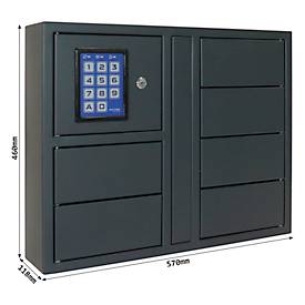 Rottner Schlüsseltresor Key Depot 6, Volumen 1 l, 6 Fächer, Elektronikschloss, B 570 x T 118 x H 460 mm, Stahl, anthrazit