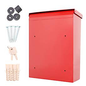 Rottner Wandbriefkasten Brighton, Zylinderschloss, Sichtfenster & Namensschild, B 310 x T 135 x H 400 mm, Stahl, rot