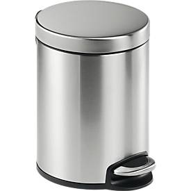 Round metal bucket with pedal, Soft Close, 5 l, stainless steel