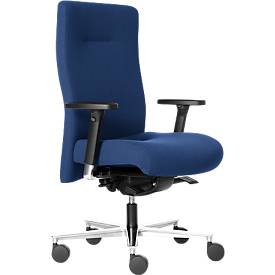 ROVO Bürostuhl SUMO 8020 S7, mit Armlehnen, Synchronmechanik, bis 200 kg, Muldensitz, Vollpolster-Rückenlehne, nachtblau/alusilber