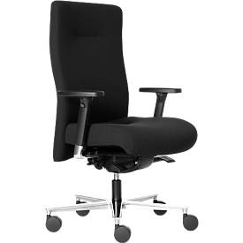 ROVO Bürostuhl SUMO 8020 S7, mit Armlehnen, Synchronmechanik, bis 200 kg, Muldensitz, Vollpolster-Rückenlehne, schwarz/alusilber