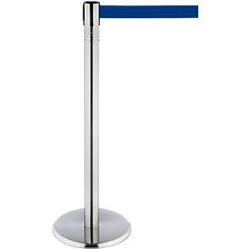 RS-GUIDESYSTEMS Gurtpfosten, Edelstahl, 360° Drehkopf, Höhe 1000 mm, Gurtbandmaß L 2300 x B 50 mm, Gurtfarbe blau