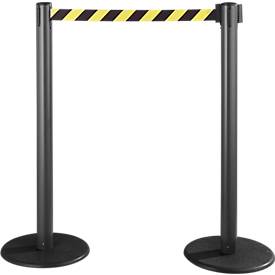 RS-GUIDESYSTEMS® Gurtpfosten GLA 28, anthrazit, Gurt schwarz/gelb