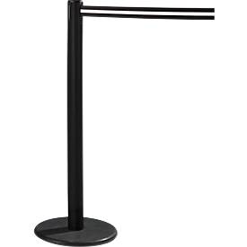 RS-GUIDESYSTEMS® Gurtpfosten GLA 28, inkl. Bodenteller Ø 330 mm & Gurtkassette 2,3 m Auszug, 1 Stück, Gurt schwarz/weiß