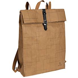 Rucksack Exacompta Eterneco, in Lederoptik, für Laptops bis 14', Dokumente bis DIN A4, B 320 x T 130 x H 430 mm, Papier, braun