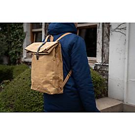 Rucksack Exacompta Eterneco, in Lederoptik, für Laptops bis 14', Dokumente bis DIN A4, B 320 x T 130 x H 430 mm, Papier, braun