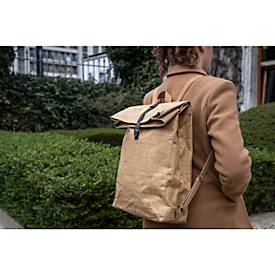 Rucksack Exacompta Eterneco, in Lederoptik, für Laptops bis 14', Dokumente bis DIN A4, B 320 x T 130 x H 430 mm, Papier, braun