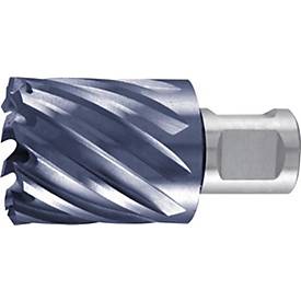 RUKO Kernbohrer Ø 20 mm HSS TiAlN, Schneidtiefe 30 mm, Weldonschaft 19 mm, Gesamtlänge 63 mm, 6 Zähne