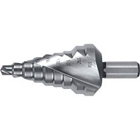 RUKO Stufenbohrer, Bohrbereich 6-30,5 mm HSS, Spiralnut Z.2, 9 Stufen, Ø 80 mm, Spitzenwinkel 118°, Schaft mit 3 Spannflächen