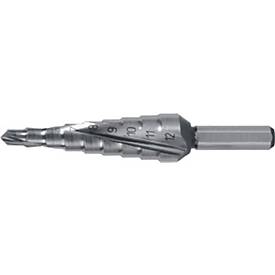RUKO Stufenbohrer HSS, Ø 4-12 mm, Spiralnut, 9 Stufen, 2 Schneiden, Spitzenwinkel 118°, L 65 mm