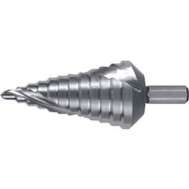 RUKO Stufenbohrer HSS, Bohrbereich 6-37 mm, Spiralnut, 2 Schneiden, Spitzenwinkel 118°, Schaft Ø 10 mm, Länge 100 mm
