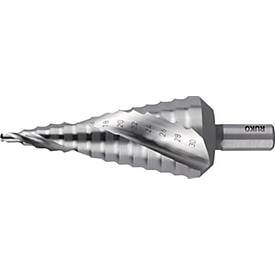 RUKO Stufenbohrer HSS-Co5, Bohrbereich 4-30 mm, Spiralnut, 2 Schneiden, L 100 mm, Schaft Ø 10 mm, Spitzenwinkel 118°