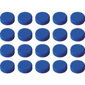 Rundmagnete MAUL, Kunststoff & Metall, Feinstruktur, Haftkraft 170 g, ø 15 x 7,5 mm, blau, 20 Stück