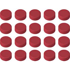 Rundmagnete MAUL, Kunststoff & Metall, Feinstruktur, Haftkraft 2 kg, ø 33 x 14 mm, rot, 20 Stück