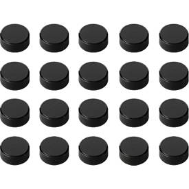 Rundmagnete MAUL, Kunststoff & Metall, Feinstruktur, Haftkraft 2 kg, ø 33 x 14 mm, schwarz, 20 Stück