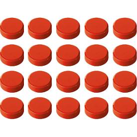 Rundmagnete MAUL, Kunststoff & Metall, Feinstruktur, Haftkraft 600 g, ø 29 x 11 mm, rot, 20 Stück