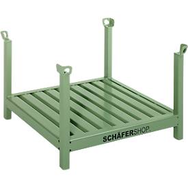 Rungengestell Schäfer Shop Select, B 1050 x T 850 x H 665 mm, resedagrün RAL 6011, bis 1000 kg, 4-fach stapelbar