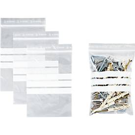 S&Z Druckverschlussbeutel, Polypropylen, 120 × 170 mm, 50 µm, 50% Regeneratanteil, 3 Beschriftungsfelder, transparent, 1000 Stk.