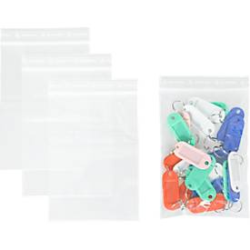 S&Z Druckverschlussbeutel, Polypropylen, 120 × 170 mm, 90 µm, 50% Regeneratanteil, transparent, ohne Druck, 1000 Stk.