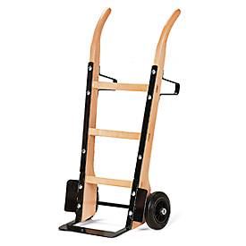 Sackkarre aus Holz mit Flachstahlschaufel, Tragkraft 250 kg, Luftbereifung