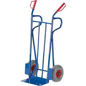 Sackkarre, gewölbter Rückwand und Auflage, zusätzliche Stützholme, Luftreifen, Tragkraft 250 kg