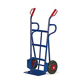 Sackkarre, gewölbter Rückwand und Auflage, zusätzliche Stützholme, Luftreifen, Tragkraft 250 kg