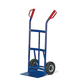 Sackkarre mit gewölbter Rückwand, Tragkraft 200 kg, Vollgummi-Bereifung