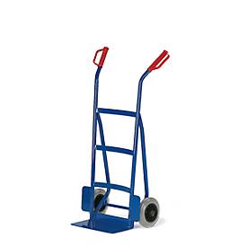 Sackkarre mit gewölbter Rückwand, Tragkraft 250 kg, Vollgummi-Bereifung