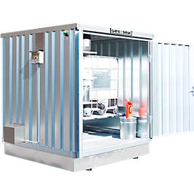 Säbu Gefahrstoffcontainer SAFE Tank 400 KTC ECO, für aktive Lagerung, mit temporärem, explosionsgeschütztem Lüfter, B 2100 × T 2170 × H 2400 mm