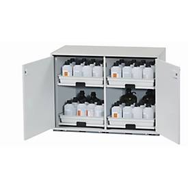 Säuren- und Laugen-Unterbauschrank asecos SL-CLASSIC-UB, Flügeltüren, Front Lichtgrau, B 1100 x T 570 x H 800 mm