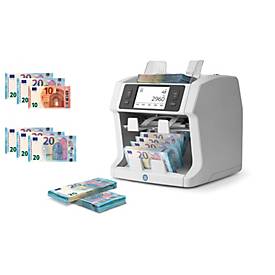 Safescan Banknotenwertzähler & -Sortierer 2995-SC, Doppel-CIS-Scanner, 1200 Banknoten/Min., 64 Währungen, 4,3' Touchdisplay, B 271 x T 300 x H 293 mm, lichtgrau