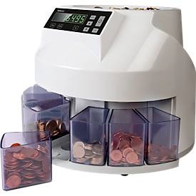 Safescan Münzzähler 1250, für 300-500 EURO-Münzen, zählt und sortiert bis zu 220 Münzen/min, Additions-/Bündelungsfunktion, Auto-Abschaltung, RS-232