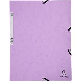 Sammelmappe Exacompta Aquarel, Format A4, B 240 x H 320 mm, 3 Einschlagklappen, Rückenetikett, Gummizugverschluss, FSC®-Karton, malve