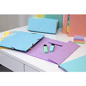 Sammelmappe Exacompta Aquarel, Format A4, B 240 x H 320 mm, 3 Einschlagklappen, Rückenetikett, Gummizugverschluss, FSC®-Karton, pastellblau