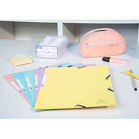 Sammelmappe Exacompta Aquarel, Format A4, B 240 x H 320 mm, 3 Einschlagklappen, Rückenetikett, Gummizugverschluss, FSC®-Karton, pastellblau