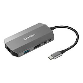 Sandberg USB-C 6-in1 Travel Dock - Dockingstation - USB-C - HDMI - 1GbE