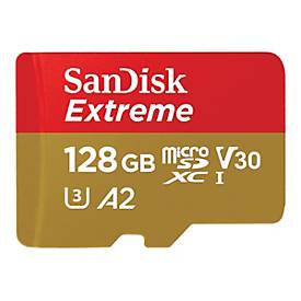 Image of SanDisk Extreme - Flash-Speicherkarte (microSDXC-an-SD-Adapter inbegriffen) - 128 GB - A2 / Video Class V30 / UHS-I U3 / Class10 - microSDXC UHS-I