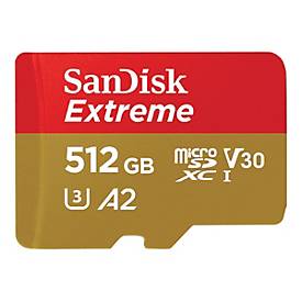 SanDisk Extreme - Flash-Speicherkarte (microSDXC-an-SD-Adapter inbegriffen) - 512 GB - A2 / Video Class V30 / UHS-I U3 /