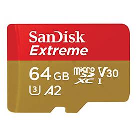 SanDisk Extreme - Flash-Speicherkarte (microSDXC-an-SD-Adapter inbegriffen) - 64 GB - A2 / Video Class V30 / UHS-I U3 / 