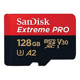 SanDisk Extreme Pro - Flash-Speicherkarte (microSDXC-an-SD-Adapter inbegriffen) - 128 GB - A2 / Video Class V30 / UHS-I 