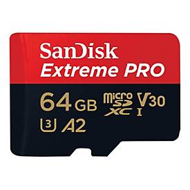 SanDisk Extreme Pro - Flash-Speicherkarte (microSDXC-an-SD-Adapter inbegriffen) - 64 GB - A2 / Video Class V30 / UHS-I U