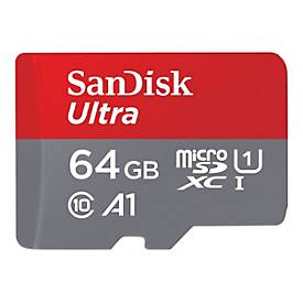 SanDisk Ultra - Flash-Speicherkarte (microSDXC-an-SD-Adapter inbegriffen) - 64 GB - A1 / UHS Class 1 / Class10 - microSD