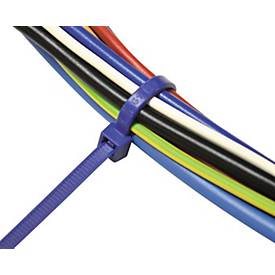 SapiSelco Kabelbinder, L 280 x B 4,5 mm, Polyamid 6.6 blau, innenverzahnt, UL94 V2, 220N Zugbelastung, 100 Stück