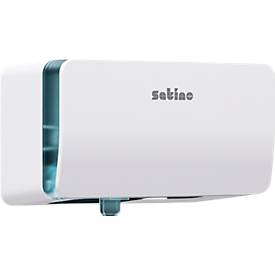 Satino Doppelrollen-Toilettenpapierspender, für bis zu 2 kleine oder mittelgroße Toilettenpapierrollen, B 301 x T 159 x H 186 mm, ABS-Kunststoff, weiß