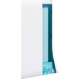 Satino Falthandtuchspender S, für 2-3 Falthandtücher-Packungen mit V-Falzung/C-Falzung, B 301 x T 165 x H 350 mm, ABS-Kunststoff, weiß