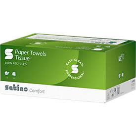 Satino Falthandtücher Comfort, 2-lagig, C-Falzung, L 320 x B 250 mm, 100 % Recycling-Papier, hochweiß, 3072 Blatt