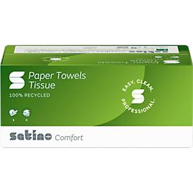 Satino Falthandtücher Comfort, 2-lagig, C-Falzung, L 320 x B 250 mm, 100 % Recycling-Papier, hochweiß, 3072 Blatt