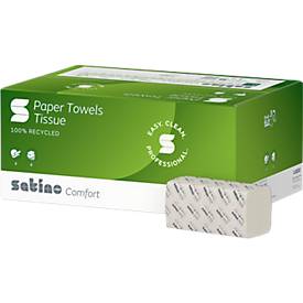 Satino Falthandtücher Comfort, 2-lagig, C-Falzung, L 320 x B 250 mm, 100 % Recycling-Papier, hochweiß, 3072 Blatt