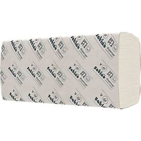 Satino Falthandtücher Comfort, 2-lagig, V-Falzung, mit Prägung, L 230 x B 250 mm, 100 % Recycling-Papier, hochweiß, 3200 Blatt