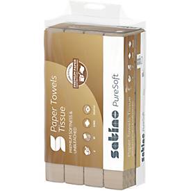 Satino Falthandtücher PureSoft, 2-lagig, W-Falzung, mit Prägung, L 320 x B 206 mm, 100 % Recycling-Karton, soft beige, 3072 Blatt